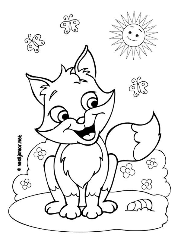 petit renard sous le soleil coloriage animaux gratuit sur webjunior abraham et sara